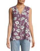 Lily Sleeveless Floral-crepe Blouse