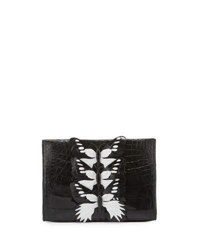 Butterfly Crocodile Small Clutch Bag