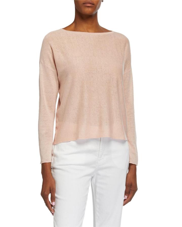 Petite Bateau-neck Long-sleeve Organic Linen/cotton