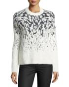 Crewneck Eyelash Printed Sweater, Off White
