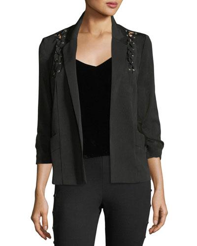 Lace-up-shoulder Taffeta Blazer