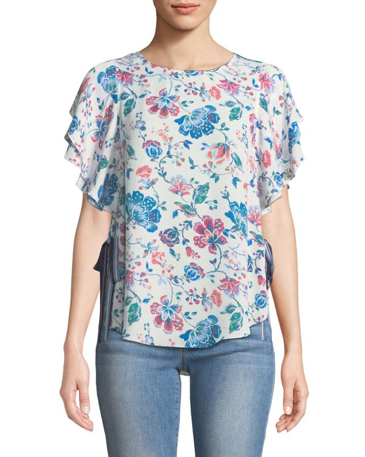 Floral-print Tie-side Blouse