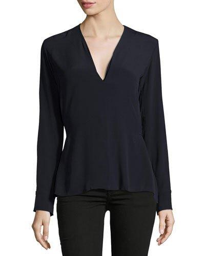 Back-tie Crepe Top, Navy