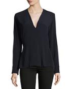 Back-tie Crepe Top, Navy
