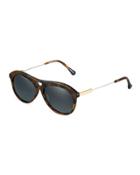 Houston Havana Modified Aviator Combo Sunglasses, Tortoise/blue