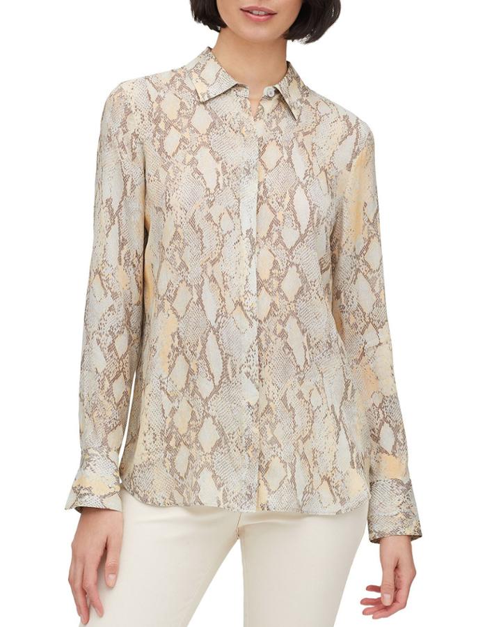 Scottie Sidewinder Snake-print Button-down Blouse