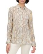 Scottie Sidewinder Snake-print Button-down Blouse