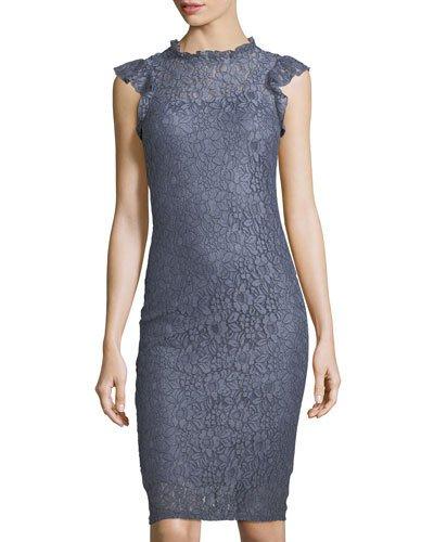 Lace Mock-neck Sleeveless Dress