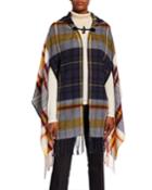 Plaid Asymmetrical Hooded Topper