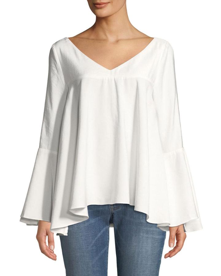 V-neck Flowy Blouse Ring-back Blouse