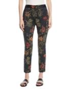 Floral-jacquard Stretch Satin Skinny Trousers