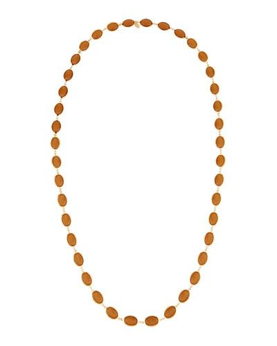 Long Oval Crystal Necklace, Brown