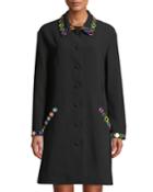 Mirror-trimmed Button-front Coat