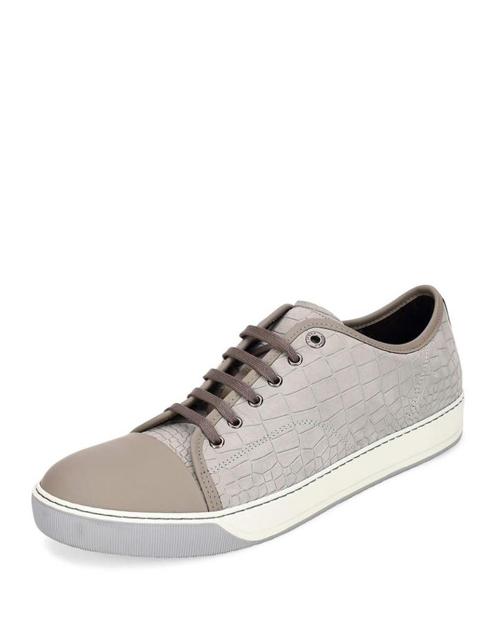 Men's Croc-embossed Low-top