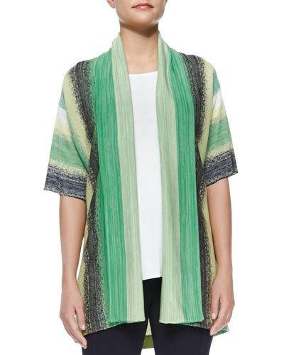 Vertical Striped Short-sleeve Cardigan