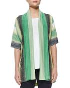 Vertical Striped Short-sleeve Cardigan