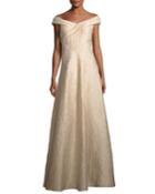 Off-the-shoulder Jacquard A-line Gown
