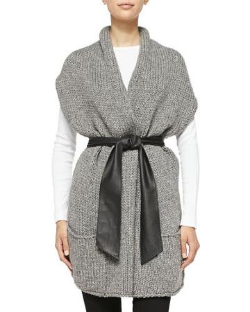 Short-sleeve Cardigan W/ Faux