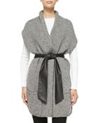 Short-sleeve Cardigan W/ Faux