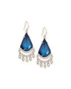 Crystal Lace Chandelier Earrings, Blue Velvet