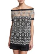 Off-the-shoulder Embroidered Peasant Top