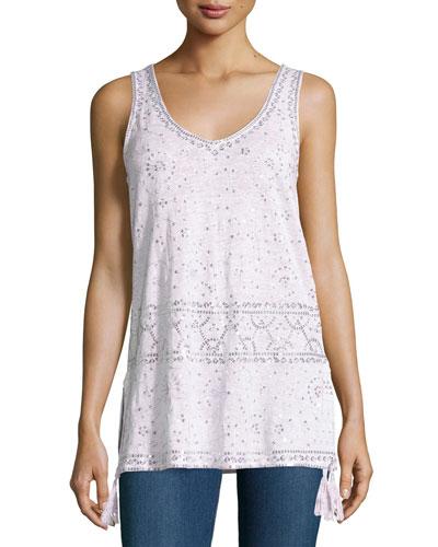 Garen Linen Sequined Tank, Gray