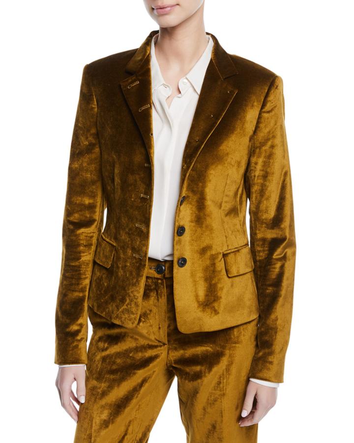 Rei Velvet Notched-lapel Blazer