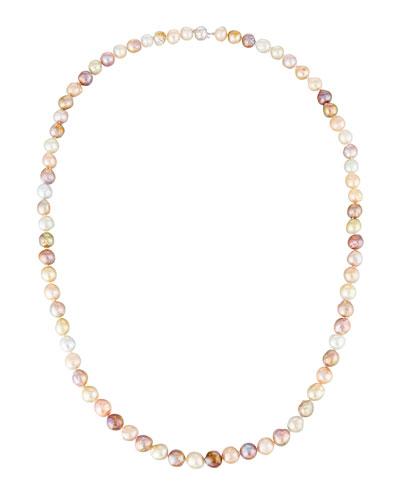 14k Long Multicolor Baroque Freshwater Pearl Necklace,