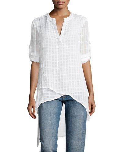 Long-sleeve High-low Blouse