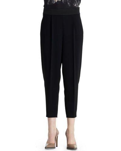 Charlotte Clean Front Stretch Cady Ankle Pants, Black