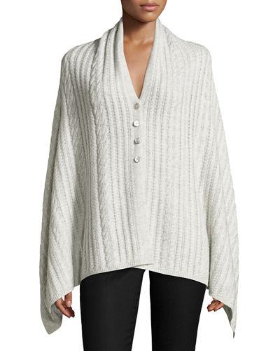 Cashmere-blend Button-front Poncho