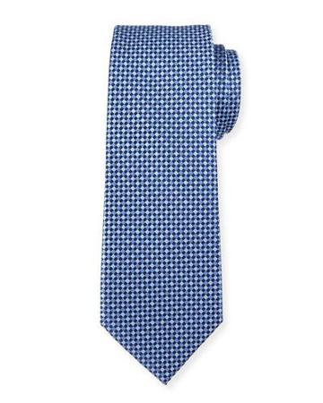 Diamond-print Silk Tie, Navy/blue