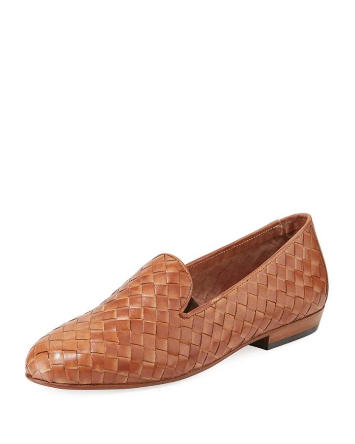 Nader Woven Leather Loafers, Natural