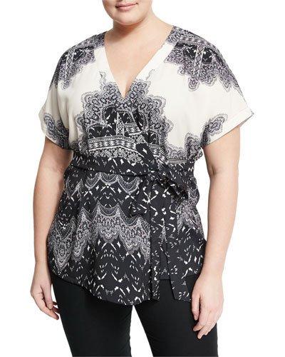 Ann Printed Wrap Top, Multi Pattern,