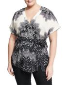 Ann Printed Wrap Top, Multi Pattern,