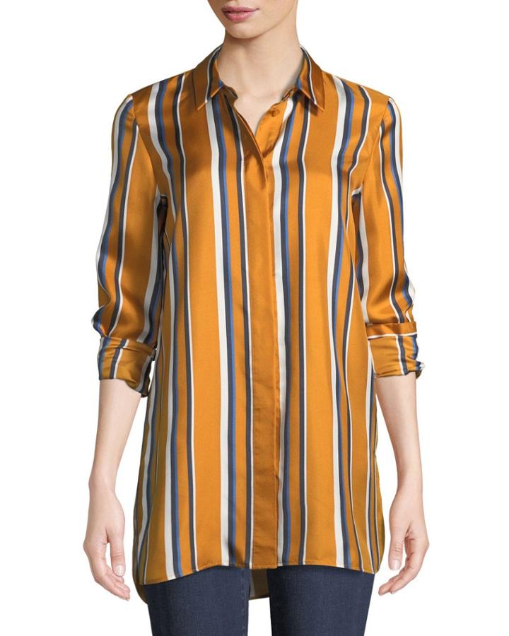 Barry Long-sleeve Button-front Striped