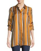 Barry Long-sleeve Button-front Striped