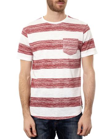 Men's Striped Short-sleeve Curved-hem T-shirt
