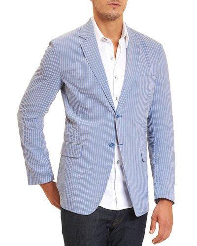 Homesteads Striped Two-button Blazer, Blue