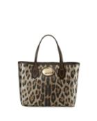 Leopard-print Leather Tote Bag