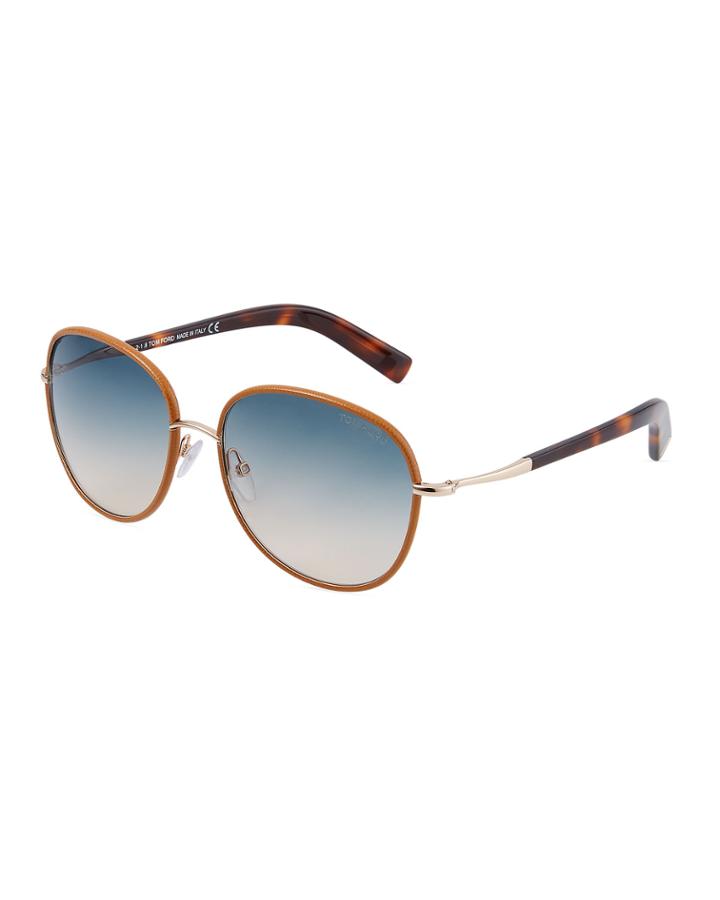 Round Acetate/metal Sunglasses W/