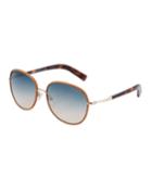 Round Acetate/metal Sunglasses W/