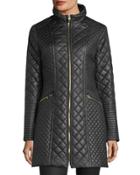 Diamond-quilted Mid-length Coat
