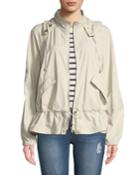 Hooded Zip-front Peplum Jacket