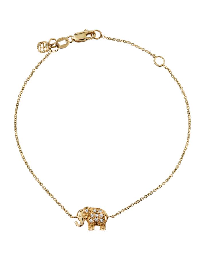14k Mini Diamond Elephant Bracelet