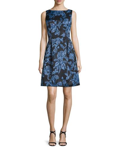 Betsy Full-skirt Sheath Dress, Blue