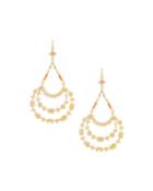 Tiered Hoop Drop Earrings With Coral Beads