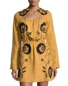 Keeylan Long-sleeve Linen-blend Dress