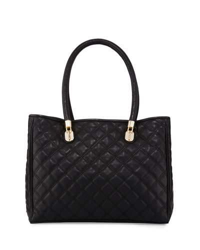 Benson Quilted Leather Tote Bag, Black
