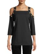 Grommet Detail Cold-shoulder Blouse